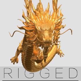 3D Gold Dragon rigged  V3  HD model